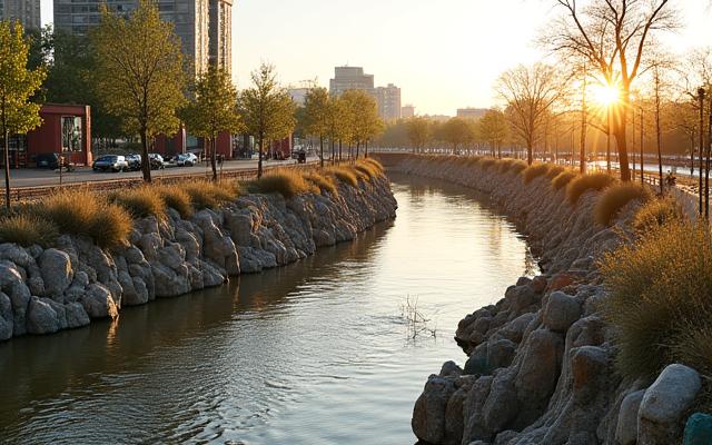 再生された川のせせらぎ